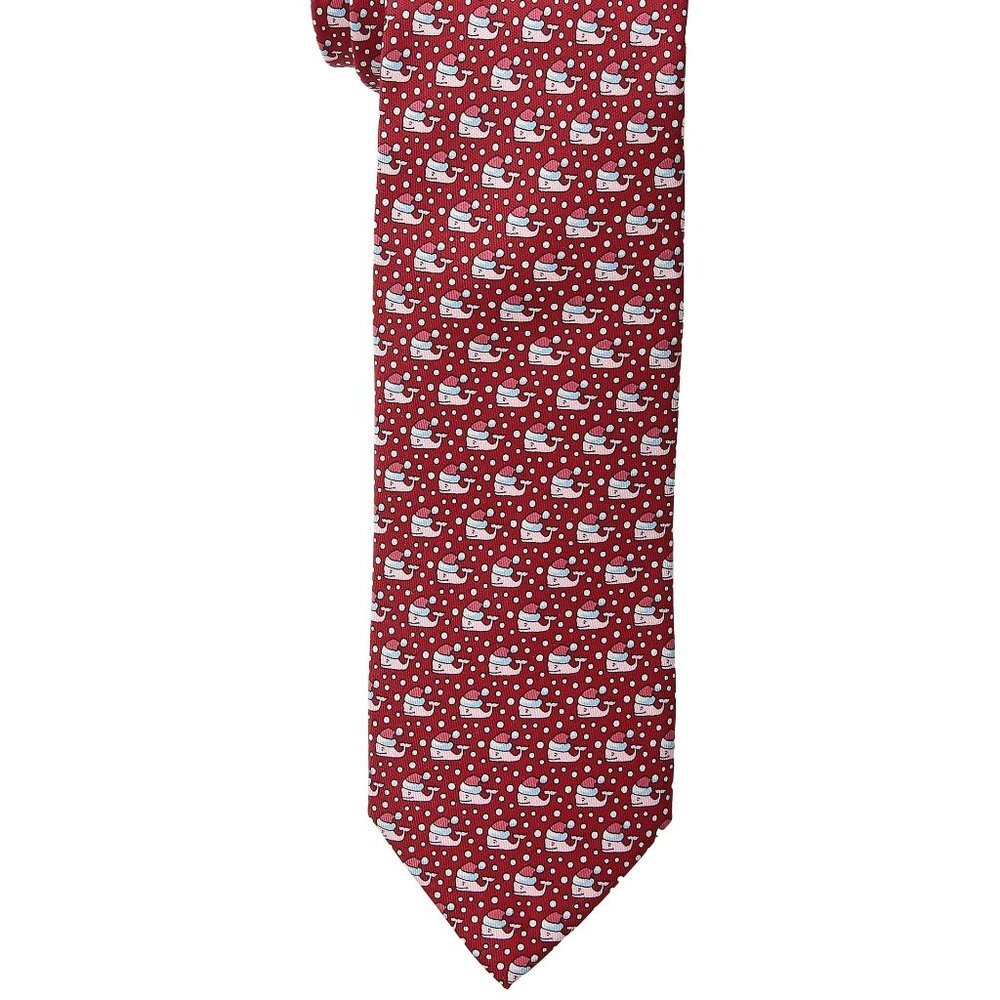 NWT Vineyard Vines Boy's Santa Whale Silk Tie Red